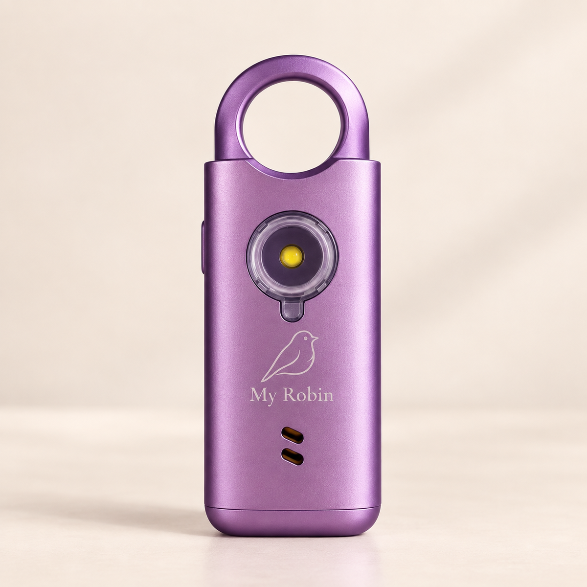 Purple My Robin 135dB personal safety alarm with light and torch